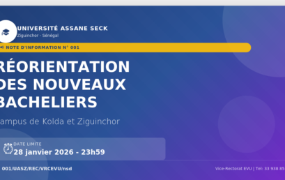 Note d&rsquo;information : Réorientation des nouveaux bacheliers – Deadline 28 janvier 2026