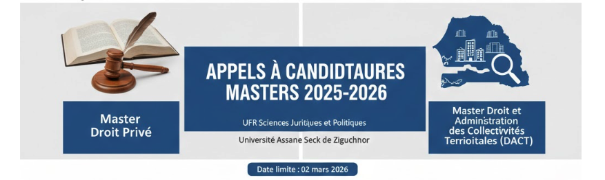 Appels à candidatures Master Administration des Collectivités Territoriales et Master Droit Privé