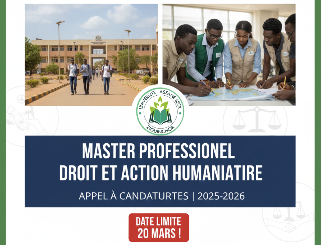 Candidatures 2026: Master Professionnel Droit et Action Humanitaire UASZ Candidatures 2026: Master Professionnel Droit et Action Humanitaire UASZ
