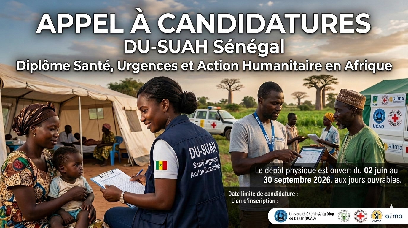 DU-SUAH 2026-2027 : Appel à candidatures – Santé, Urgences et Action Humanitaire DU-SUAH 2026-2027 : Appel à candidatures – Santé, Urgences et Action Humanitaire